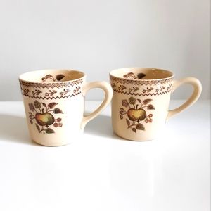 2 JB Johnson Bros Old Granite Fruit Sampler Coffee Mugs Staffordshire England